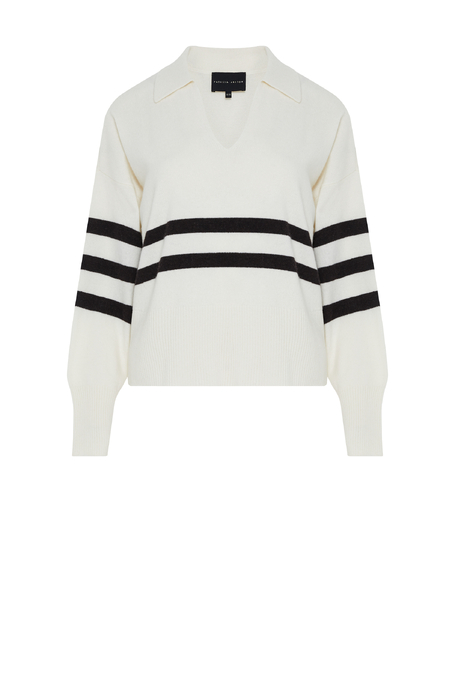 Bluză albă în dungi din lână merinos