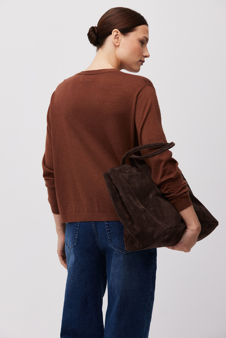 Cardigan maro din amestec de mătase și cașmir