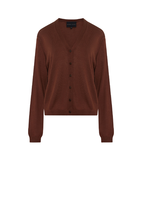 Cardigan maro din amestec de mătase și cașmir