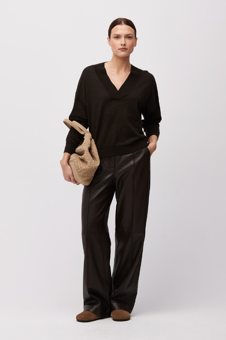 Bluză maro cu lână de yak