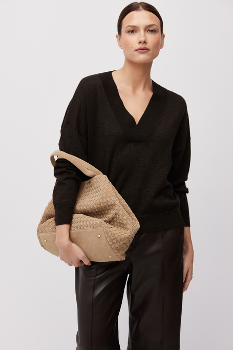 Bluză maro cu lână de yak