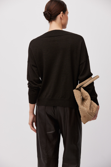 Bluză maro cu lână de yak