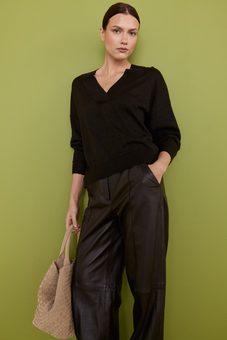 Bluză maro cu lână de yak