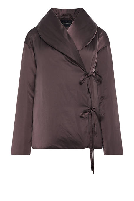 Geacă maro din puf cu legare