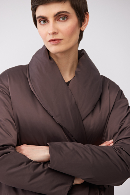 Geacă maro din puf cu legare