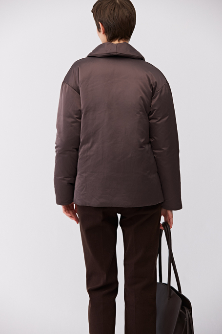 Geacă maro din puf cu legare