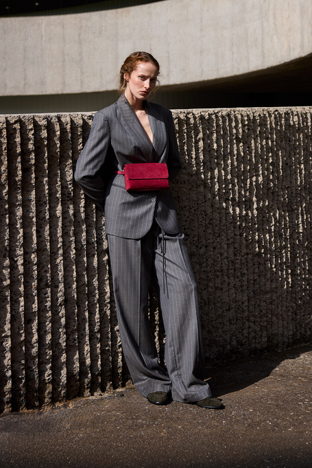 Pantaloni largi gri cu dungi pentru costum - Patrizia Aryton