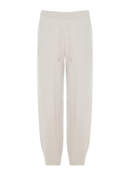 Pantaloni gri din tricot de lână merinos