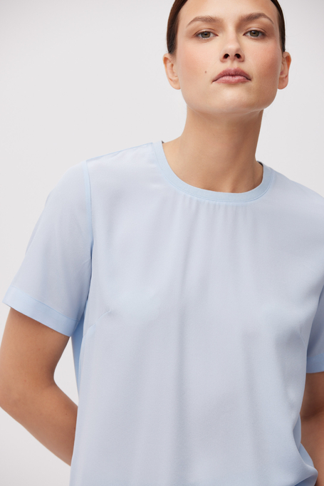 Bluză albastră Brigette cu mătase albastru