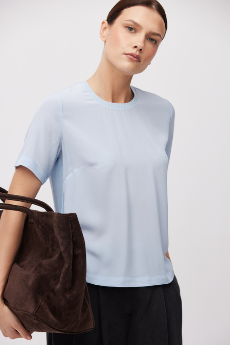 Bluză albastră Brigette cu mătase albastru