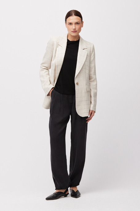 Pantaloni negri din amestec de in și lyocell