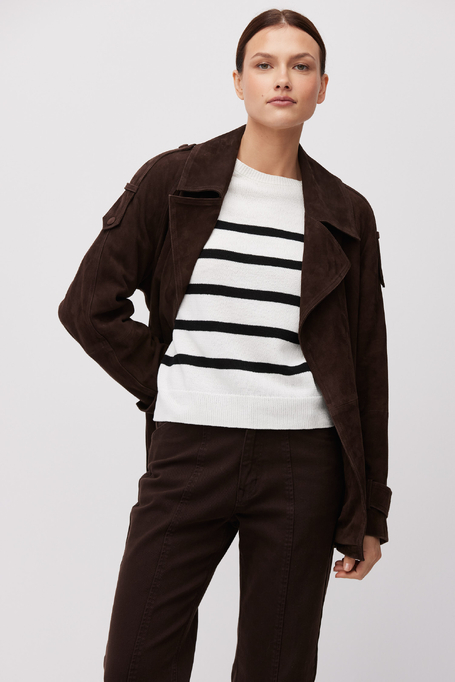 Pulover în dungi cu mânecă scurtă