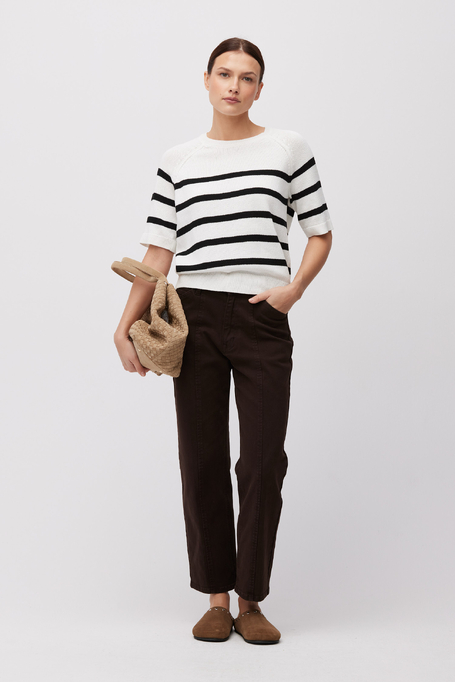 Pulover în dungi cu mânecă scurtă