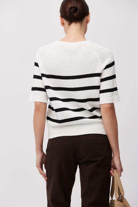 Pulover în dungi cu mânecă scurtă