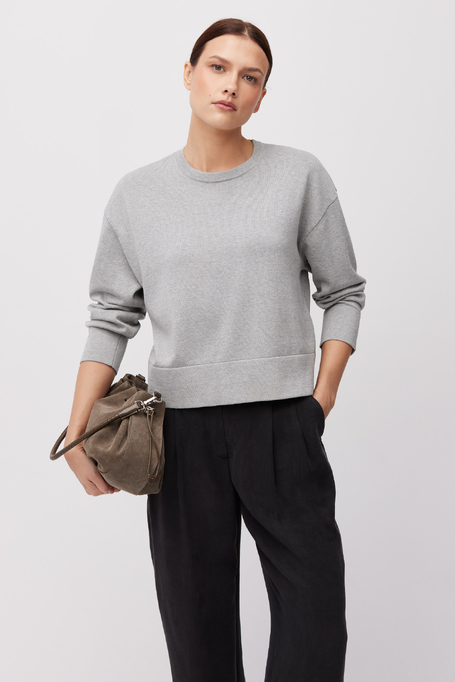 Bluză gri din bumbac și mătase