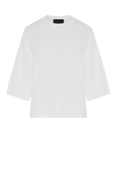 Bluză albă din tricot cu decolteu rotund - Patrizia Aryton