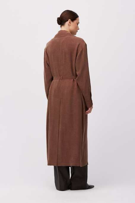 Palton maro din amestec de lyocell și in