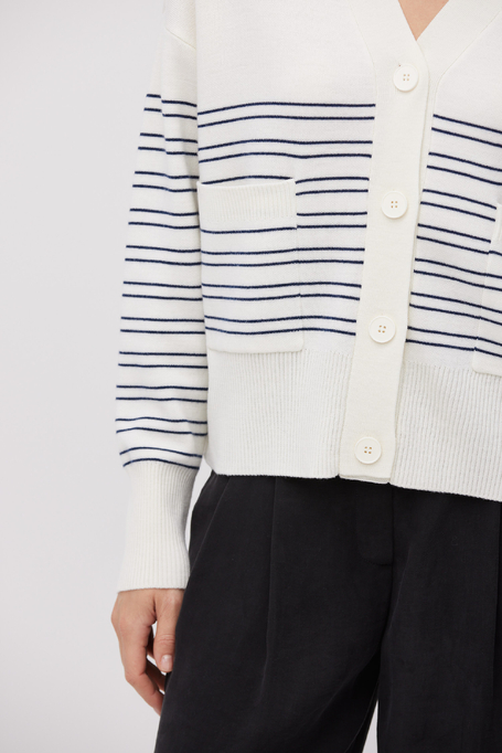 Cardigan în dungi din lână merinos
