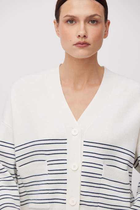 Cardigan în dungi din lână merinos