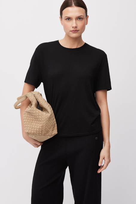 Bluză neagră cu lyocell și cașmir