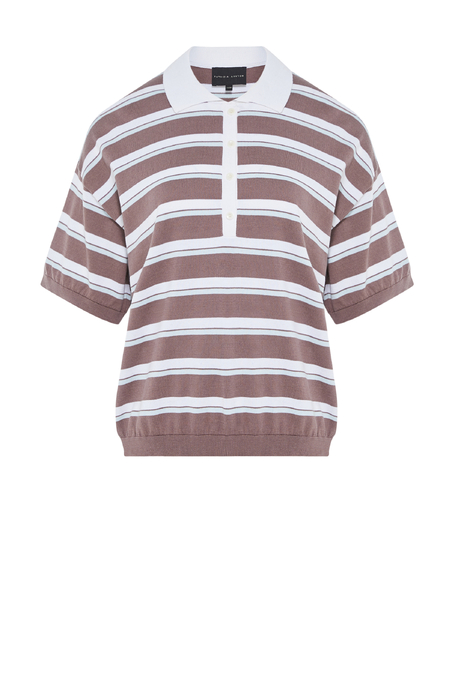 Bluză în dungi cu guler polo