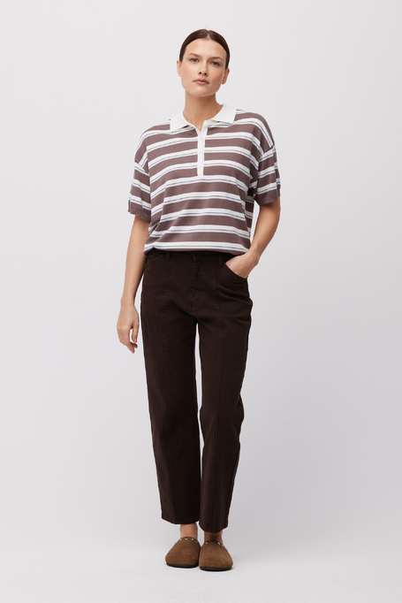 Bluză în dungi cu guler polo