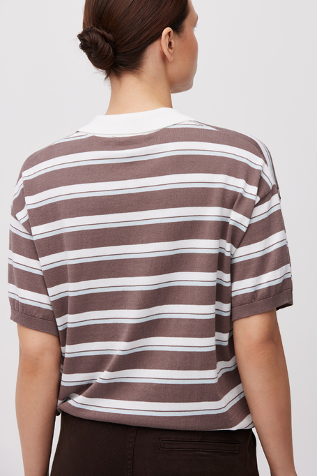 Bluză în dungi cu guler polo