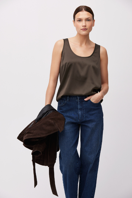 Top verde din mătase