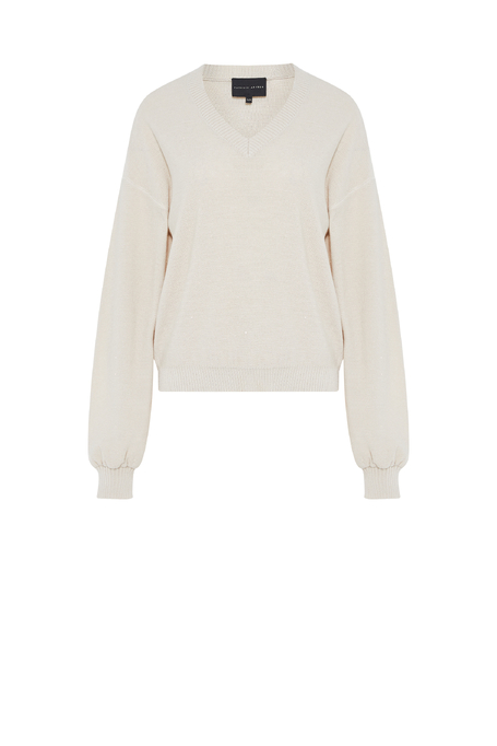 Bluză cu decolteu în V din mătase și lyocell