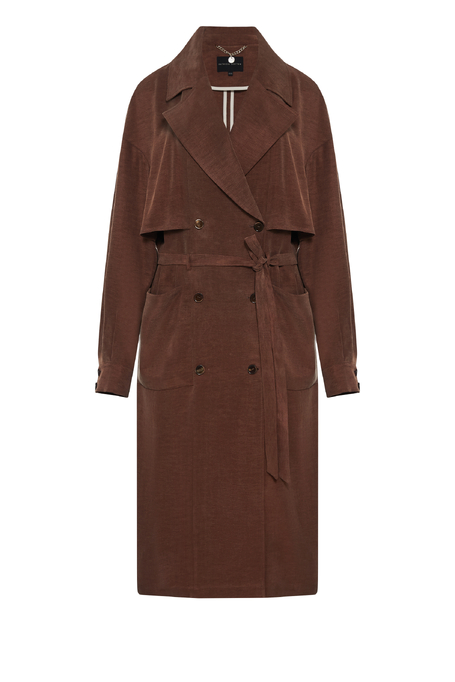 Palton maro din amestec de lyocell și in