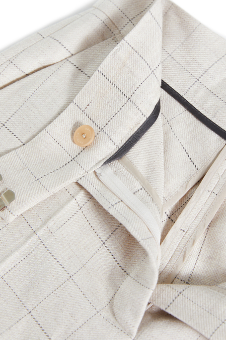 Pantaloni largi în carouri pentru costum bej