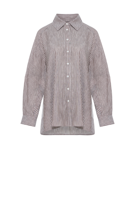 Cămașă din in și lyocell maro