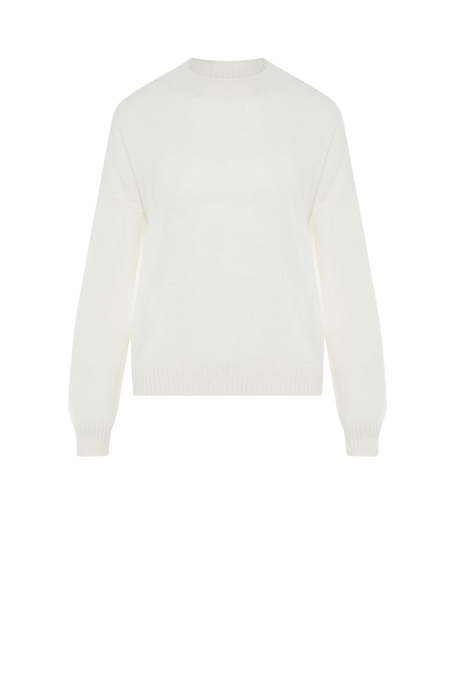 Pulover alb cu lână baby suri alpaca alb