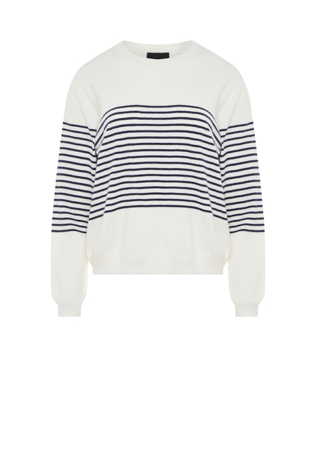 Bluză în dungi din lână merinos și cașmir model