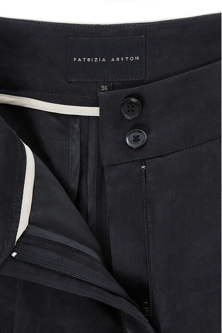 Pantaloni negri din amestec de in și lyocell - Patrizia Aryton