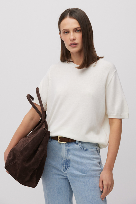 Bluză albă din lână alb