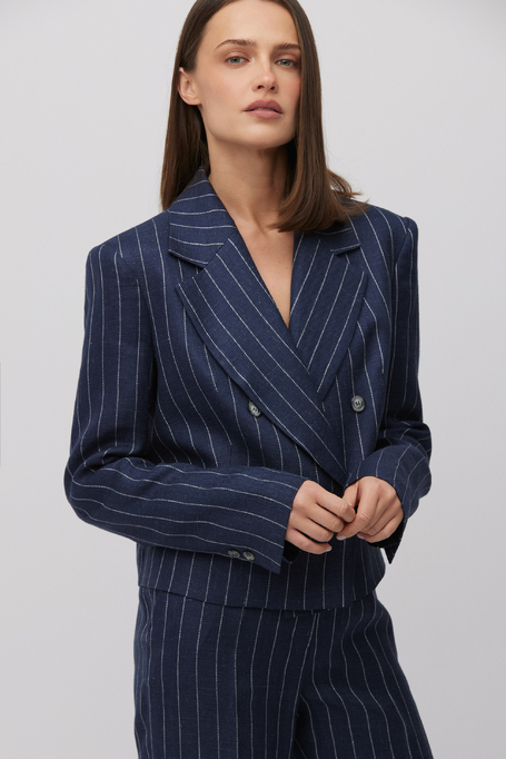 Sacou bleumarin în dungi tenis marină