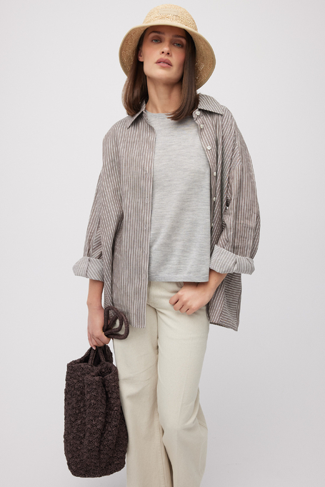 Bluză gri cu mătase și cașmir gri