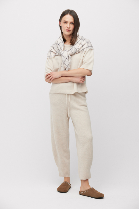 Pantaloni gri din tricot de lână merinos - Patrizia Aryton