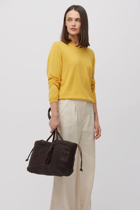 Bluză galbenă din lână merinos cu mânecă lungă - Patrizia Aryton