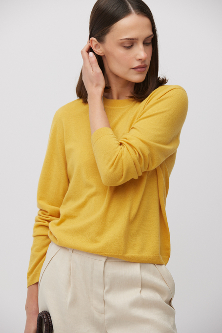 Bluză galbenă din lână merinos cu mânecă lungă - Patrizia Aryton