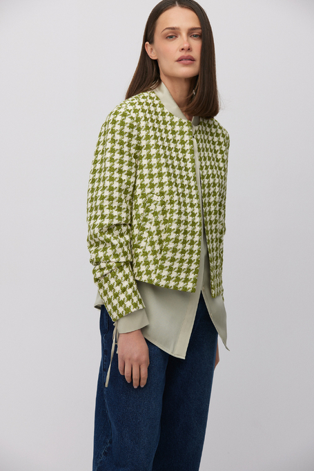 Sacou boxy cu model pepit verde - Patrizia Aryton