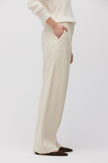 Pantaloni bej largi cu in - Patrizia Aryton