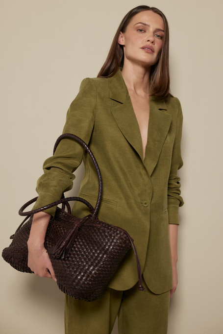 Sacou verde de costum din lyocell și in - Patrizia Aryton