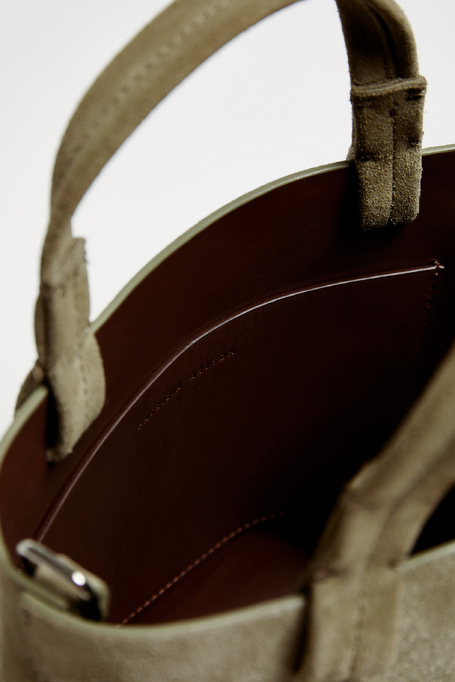 Geantă bucket verde din piele întoarsă - Patrizia Aryton