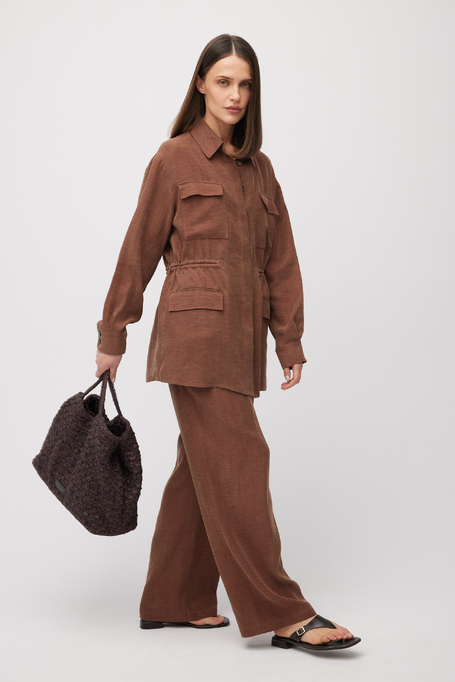 Sacou maro din in și lyocell - Patrizia Aryton