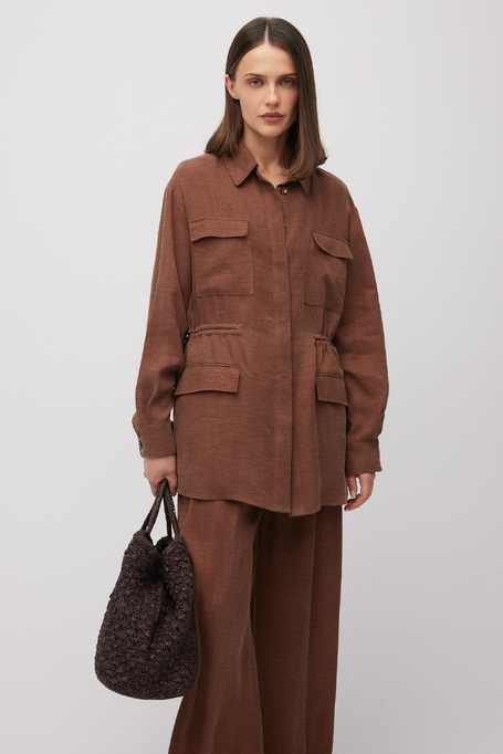 Sacou maro din in și lyocell - Patrizia Aryton