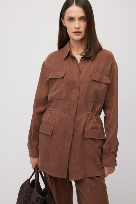 Sacou maro din in și lyocell - Patrizia Aryton