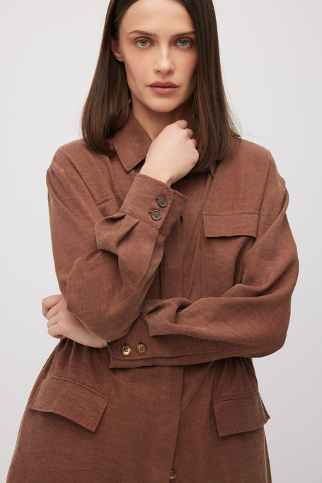 Sacou maro din in și lyocell - Patrizia Aryton