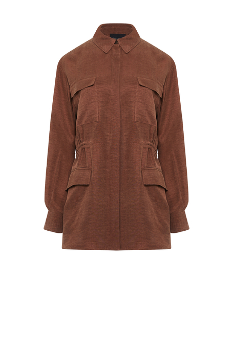 Sacou maro din in și lyocell - Patrizia Aryton